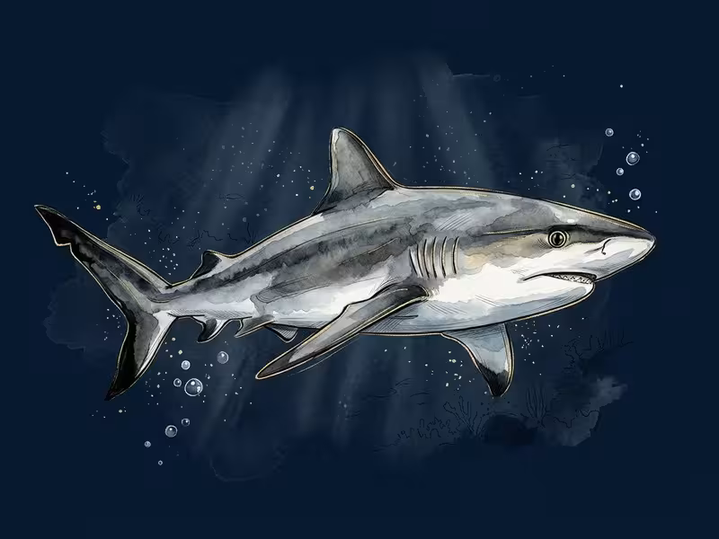 Серая рифовая акула у кораллового рифа на Мальдивах